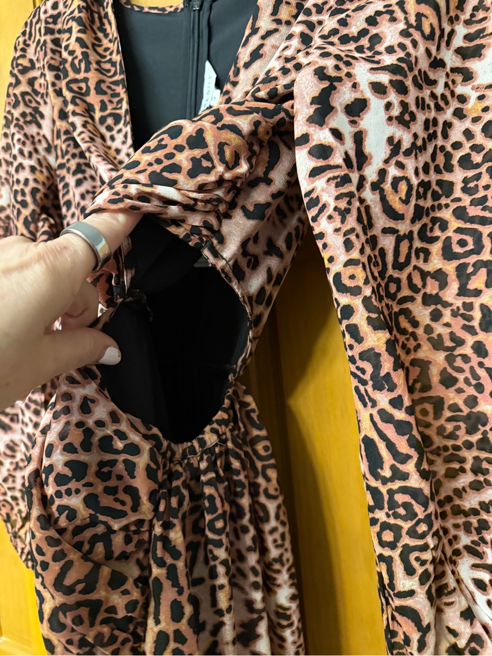 Anthropologie Ranna Gill Pink Leopard-Print Twist-Front Dress NWT - Picture 2 of 7